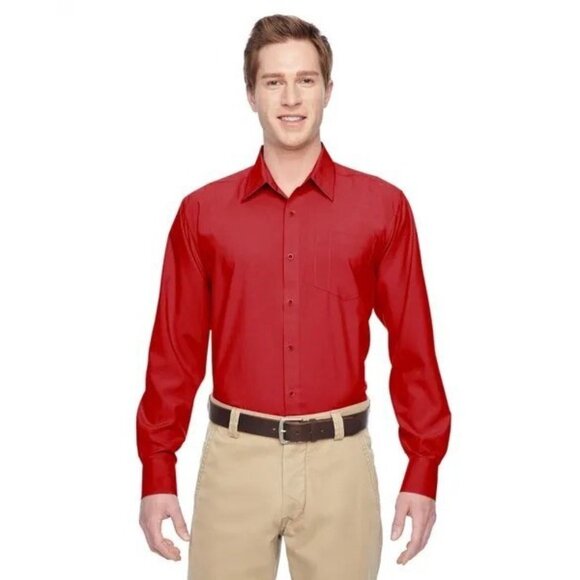Harriton Long Sleeve Performance Dress Shirt Men's XL Paradise  Parrot Red - Picture 1 of 5